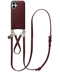 AVY Apple iPhone 16 Burgundy Leren Hoesje met Koord Leather Set afbeelding