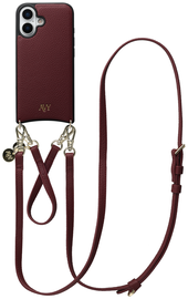 AVY Apple iPhone 16 Burgundy Leren Hoesje met Koord Leather Set
