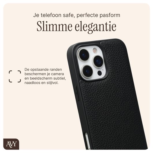 AVY Apple iPhone 16 Pro Zwart Leren Hoesje met Koord Perla Chic afbeelding 7