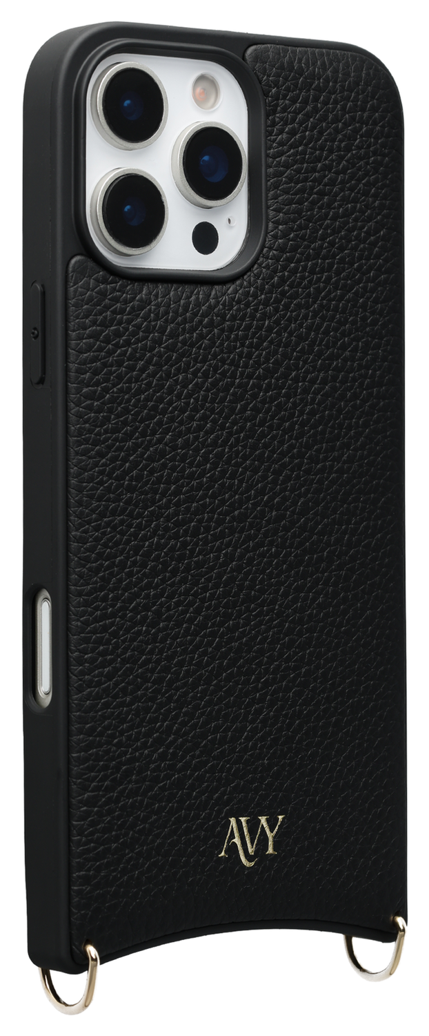 AVY Apple iPhone 16 Pro Zwart Leren Hoesje met Koord Aurum Lien afbeelding 10