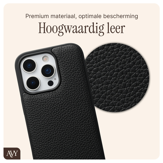 AVY Apple iPhone 16 Pro Zwart Leren Hoesje met Koord Aurum Lien afbeelding 4