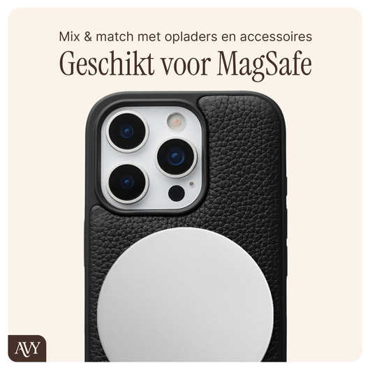 AVY Apple iPhone 16 Pro Zwart Leren Hoesje met Koord Aurum Lien afbeelding 5