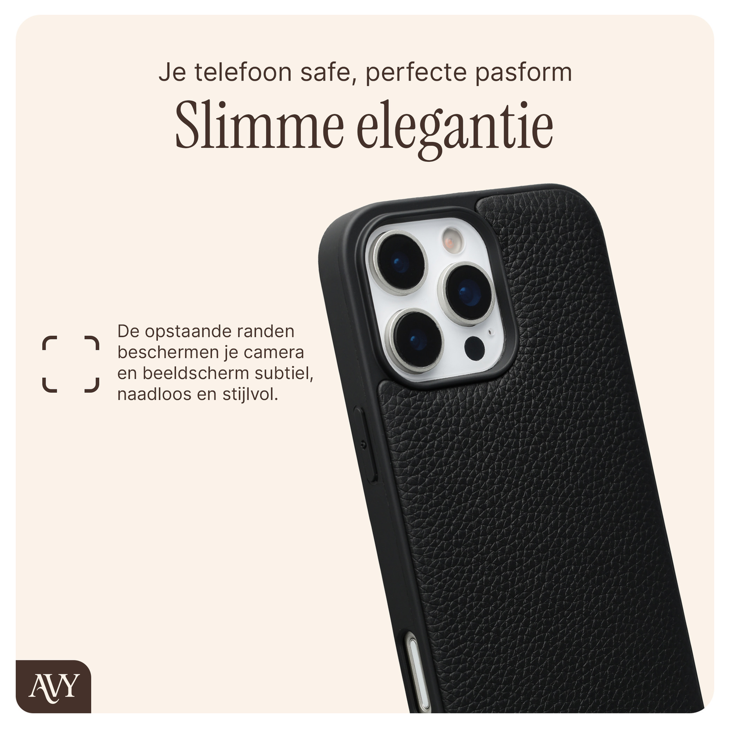 AVY Apple iPhone 16 Pro Zwart Leren Hoesje met Koord Silver Spark afbeelding 5