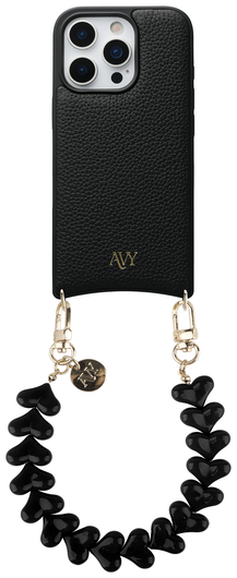 AVY Apple iPhone 16 Pro Zwart Leren Hoesje met Koord Cupid Black afbeelding 1