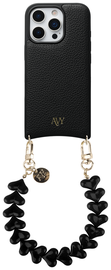 AVY Apple iPhone 16 Pro Zwart Leren Hoesje met Koord Cupid Black