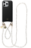 AVY Apple iPhone 16 Pro Zwart Leren Hoesje met Koord Perla Chic Set