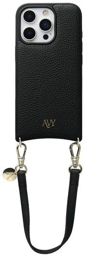 AVY Apple iPhone 16 Pro Zwart Leren Hoesje met Koord Short Leather afbeelding 1