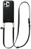 AVY Apple iPhone 16 Pro Zwart Leren Hoesje met Koord Long Leather