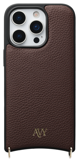 AVY Apple iPhone 16 Pro Bruin Leren Hoesje met Koord Aurum Lien afbeelding 11