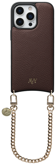 AVY Apple iPhone 16 Pro Bruin Leren Hoesje met Koord Aurum Lien afbeelding 1