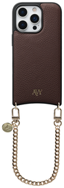AVY Apple iPhone 16 Pro Bruin Leren Hoesje met Koord Aurum Lien afbeelding