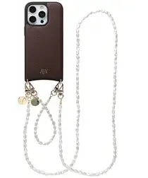 AVY Apple iPhone 16 Pro Bruin Leren Hoesje met Koord Perla Chic Set afbeelding