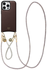 AVY Apple iPhone 16 Pro Bruin Leren Hoesje met Koord Silver Spark Set
