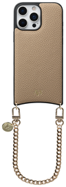 AVY Apple iPhone 16 Pro Beige Leren Hoesje met Koord Aurum Lien