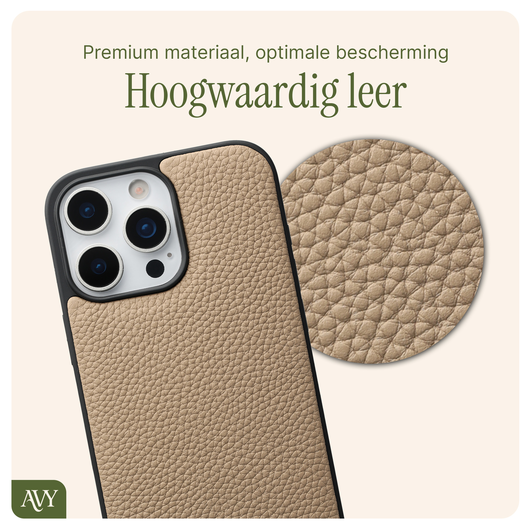 AVY Apple iPhone 16 Pro Beige Leren Hoesje met Koord Silver Spark afbeelding 5