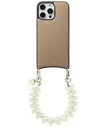 AVY Apple iPhone 16 Pro Beige Leren Hoesje met Koord Cupid Beige afbeelding