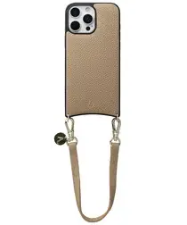 AVY Apple iPhone 16 Pro Beige Leren Hoesje met Koord Short Leather afbeelding