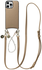 AVY Apple iPhone 16 Pro Beige Leren Hoesje met Koord Leather and Pearls