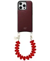 AVY Apple iPhone 16 Pro Burgundy Leren Hoesje met Koord Cupid Clear Red afbeelding