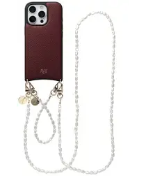 AVY Apple iPhone 16 Pro Burgundy Leren Hoesje met Koord Perla Chic Set afbeelding