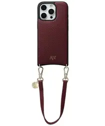 AVY Apple iPhone 16 Pro Burgundy Leren Hoesje met Koord Short Leather afbeelding