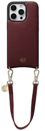 AVY Apple iPhone 16 Pro Burgundy Leren Hoesje met Koord Short Leather