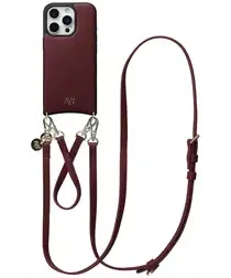 AVY Apple iPhone 16 Pro Burgundy Leren Hoesje met Koord Leather Set afbeelding