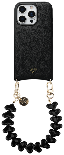 AVY Apple iPhone 16 Pro Max Zwart Leren Hoesje met Koord Cupid Black afbeelding 1