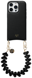 AVY Apple iPhone 16 Pro Max Zwart Leren Hoesje met Koord Cupid Black