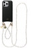 AVY Apple iPhone 16 Pro Max Zwart Leren Hoesje met Koord Perla Chic Set
