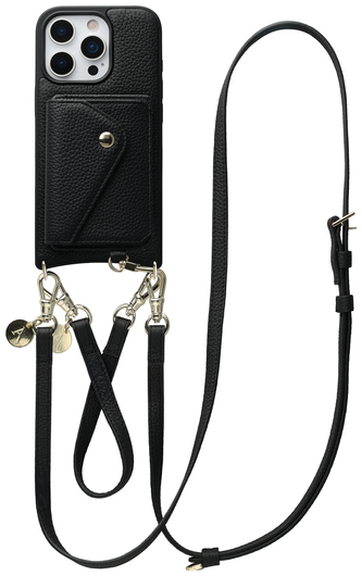 AVY Apple iPhone 16 Pro Max Zwart Leren Hoesje met Koord Leather Set afbeelding 1