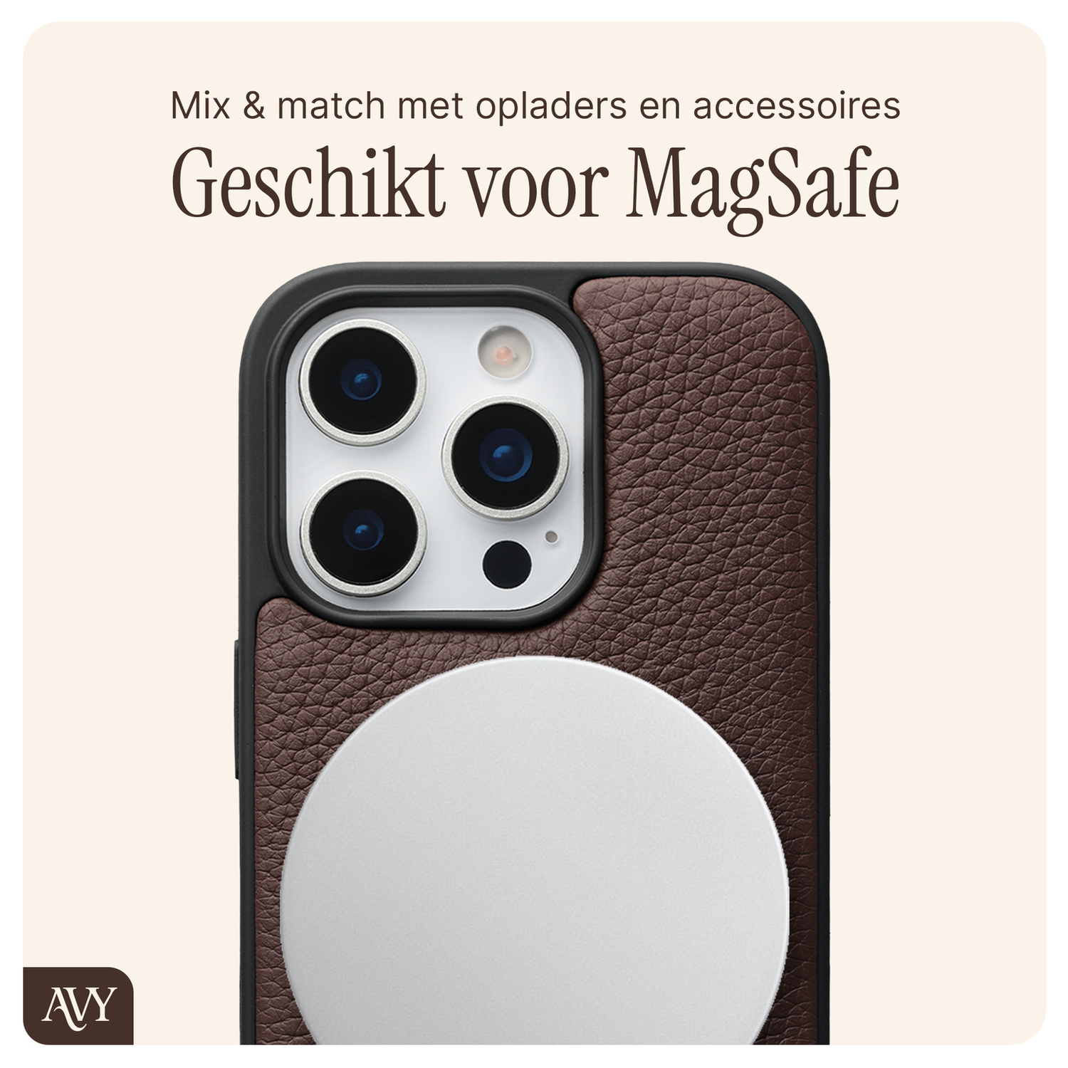 AVY Apple iPhone 16 Pro Max Bruin Leren Hoesje met Koord Aurum Lien afbeelding 7
