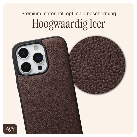 AVY Apple iPhone 16 Pro Max Bruin Leren Hoesje met Koord Aurum Lien afbeelding 6