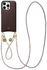 AVY Apple iPhone 16 Pro Max Bruin Leren Hoesje met Koord Silver Spark Set