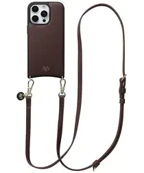 AVY Apple iPhone 16 Pro Max Bruin Leren Hoesje met Koord Long Leather afbeelding