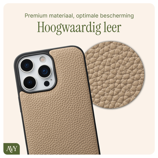 AVY Apple iPhone 16 Pro Max Beige Leren Hoesje met Koord Perla Chic afbeelding 6