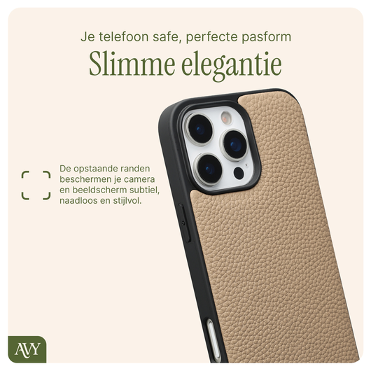 AVY Apple iPhone 16 Pro Max Beige Leren Hoesje met Koord Perla Chic afbeelding 7