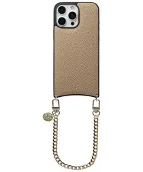 AVY Apple iPhone 16 Pro Max Beige Leren Hoesje met Koord Aurum Lien afbeelding