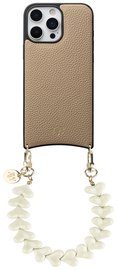 AVY Apple iPhone 16 Pro Max Beige Leren Hoesje met Koord Cupid Beige