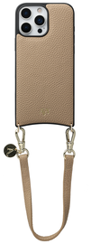 AVY Apple iPhone 16 Pro Max Beige Leren Hoesje met Koord Short Leather afbeelding