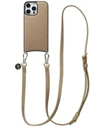 AVY Apple iPhone 16 Pro Max Beige Leren Hoesje met Koord Long Leather afbeelding
