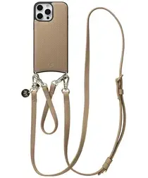 AVY Apple iPhone 16 Pro Max Beige Leren Hoesje met Koord Leather Set afbeelding