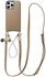 AVY Apple iPhone 16 Pro Max Beige Leren Hoesje met Koord Leather and Pearls