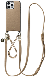 AVY Apple iPhone 16 Pro Max Beige Leren Hoesje met Koord Leather and Gold afbeelding
