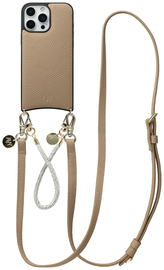 AVY Apple iPhone 16 Pro Max Beige Leren Hoesje met Koord Leather and Silver afbeelding
