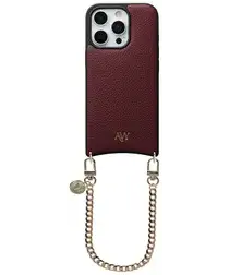 AVY Apple iPhone 16 Pro Max Burgundy Leren Hoesje met Koord Aurum Lien afbeelding