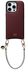 AVY Apple iPhone 16 Pro Max Burgundy Leren Hoesje met Koord Silver Spark
