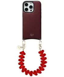 AVY Apple iPhone 16 Pro Max Burgundy Leren Hoesje met Koord Cupid Clear Red afbeelding
