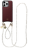 AVY Apple iPhone 16 Pro Max Burgundy Leren Hoesje met Koord Perla Chic Set