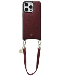 AVY Apple iPhone 16 Pro Max Burgundy Leren Hoesje met Koord Short Leather afbeelding